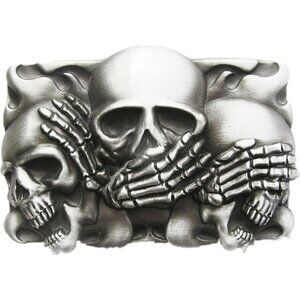 Men's Silver/black Imported Metal Zinc Alloy Vintage Style Shy Skull Belt Buckle